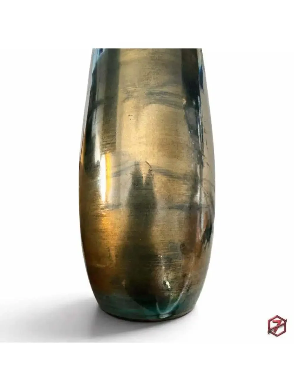 🌊 West Elm Decorative Glass Vase ✨ Blue & Smoky Metallic Gray Art Glass Style